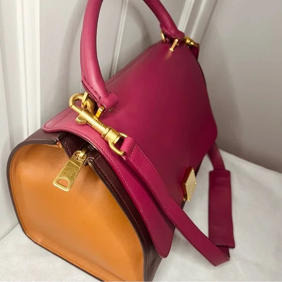 🧡 Celine Spring Luxury Trapeze Tricolor Leather Handbag - Picture 16 of 16